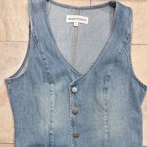Denim Forum Light Blue Denim Vest Size M